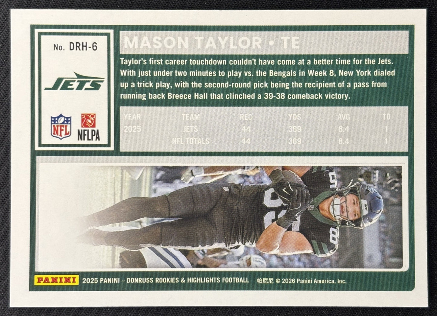 Mason Taylor 2025 Panini Donruss Rookies & Highlights Jets Sports Trading Cards
