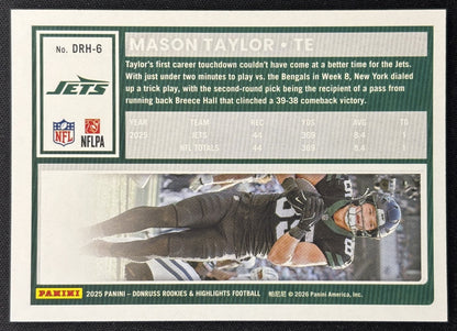 Mason Taylor 2025 Panini Donruss Rookies & Highlights Jets Sports Trading Cards