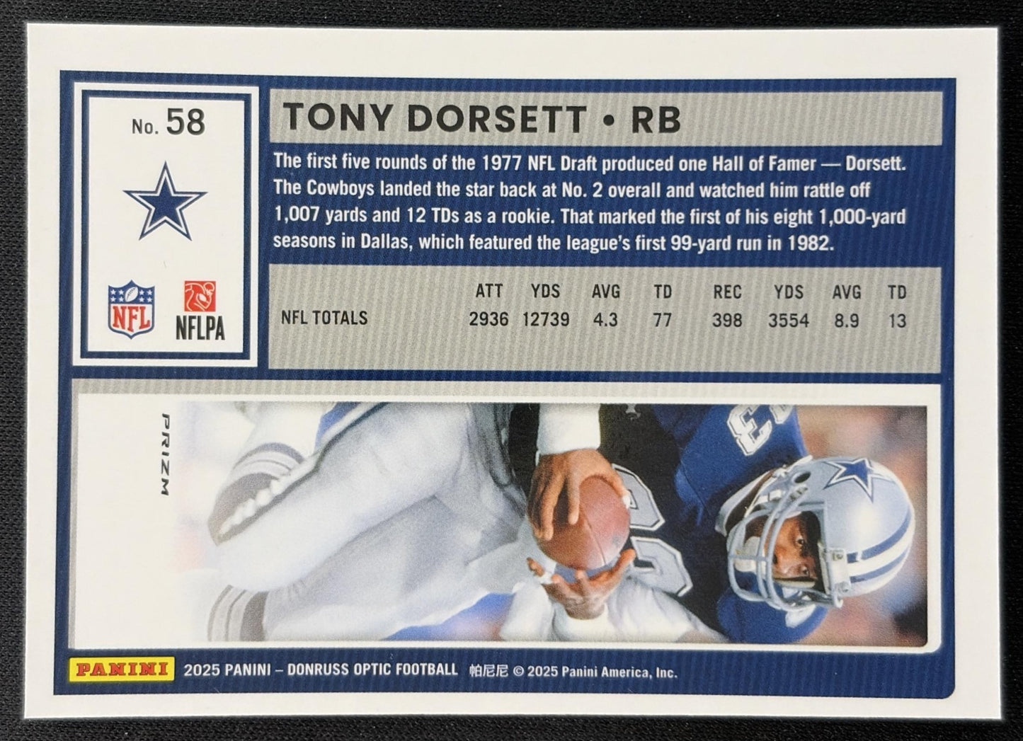 Tony Dorsett 2025 Panini Donruss Optic Stars Prizm Cowboys