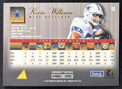Kevin Williams 1995 Pinnacle Select Certified Cowboys Sports Trading Card