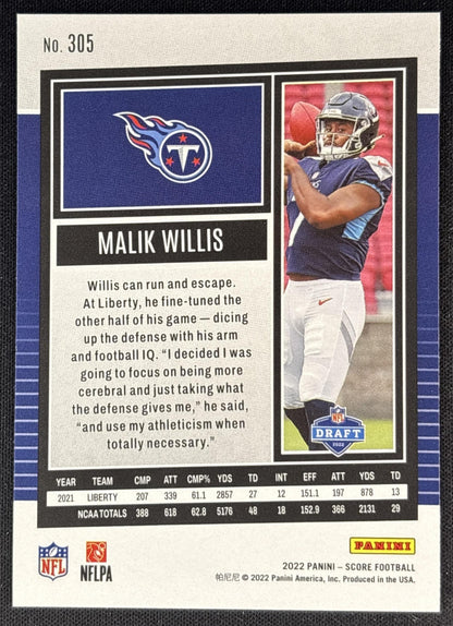 Malik Willis 2022 Panini Score