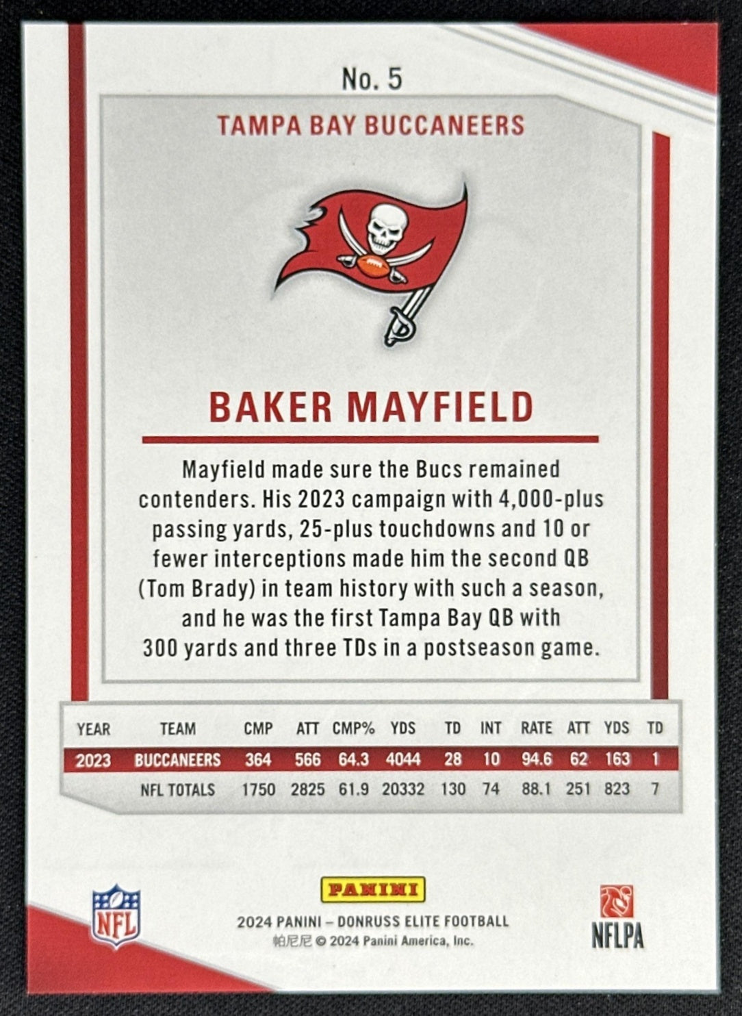 Baker Mayfield 2023 Panini Donruss Elite Orange /399 Buccaneers