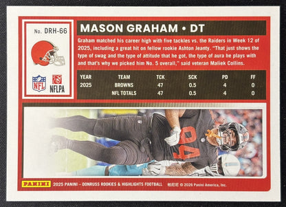 Mason Graham 2025 Panini Donruss Rookies & Highlights Browns Sports Trading Cards