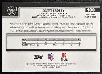 Maxx Crosby 2025 Topps Chrome Raiders Sports Trading Cards