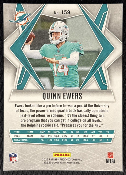 Quinn Ewers 2025 Panini Phoenix Dolphins back