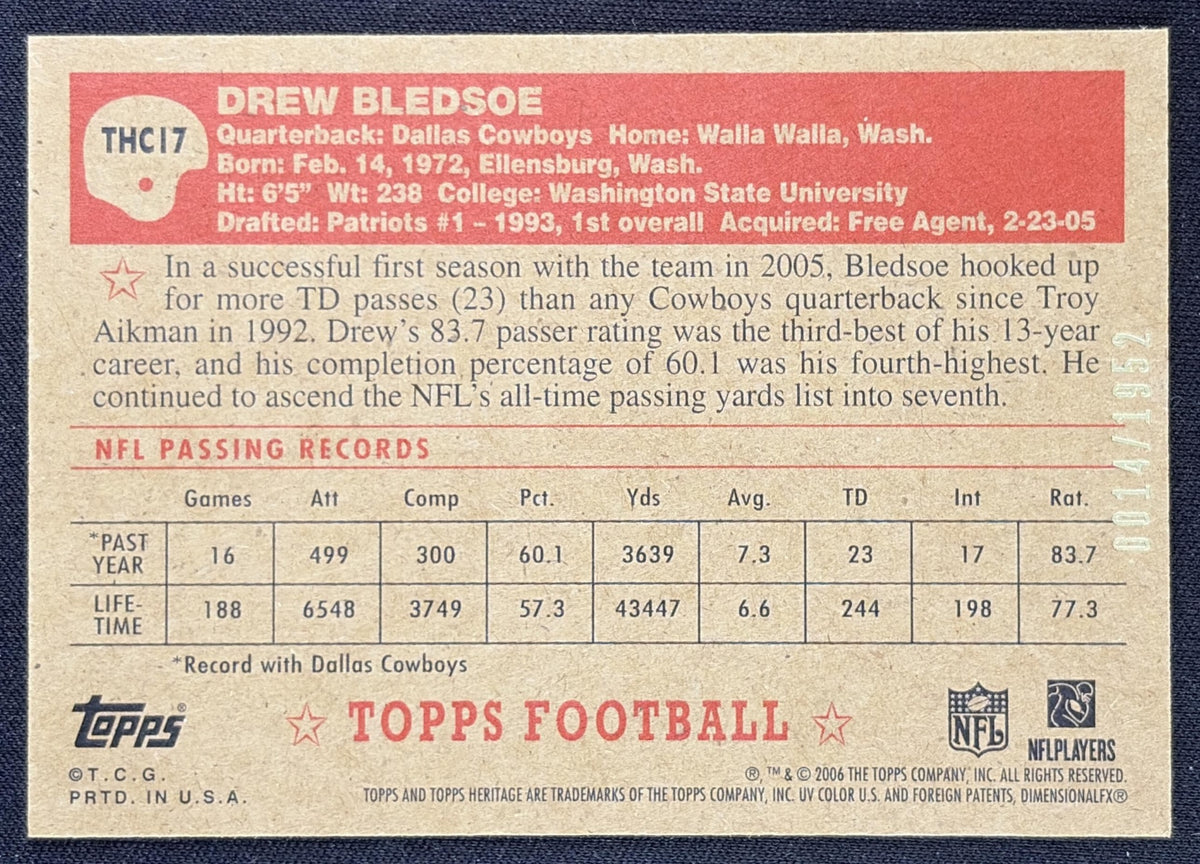 Drew Bledsoe 2006 Topps Heritage Chrome /1952 Cowboys