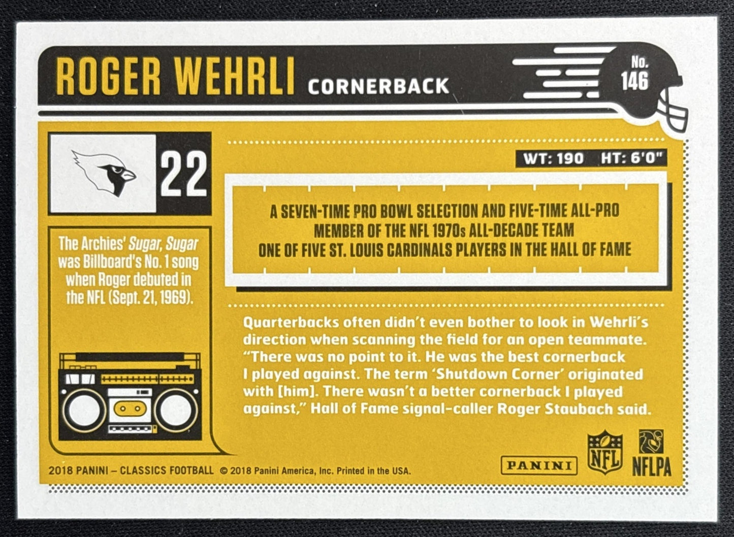 Roger Wehril Classics Legends Timeless /99 Cardinals back