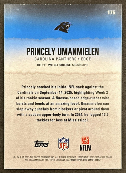 Princely Umanmielen 2025 Signature Class Rookie Blue & Yellow Foil Panthers