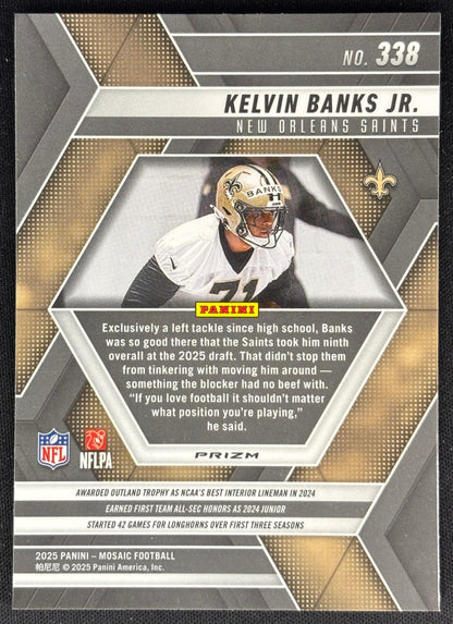 Kelvin Banks Jr. 2025 Panini Mosaic Rookies Silver Prizm Saints Sports Trading Cards