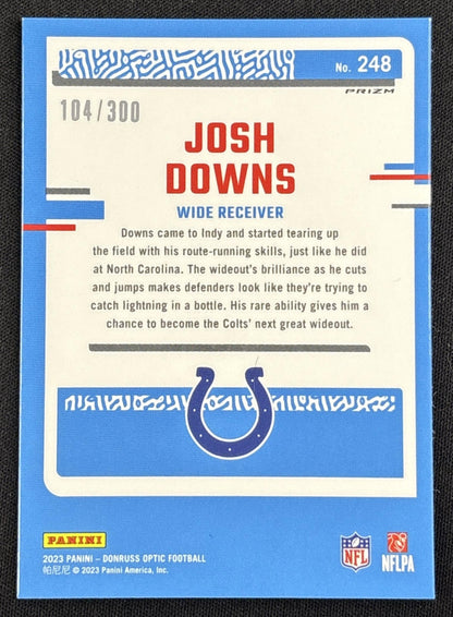 Josh Downs 2023 Panini Donruss Optic Wave Prizm /300 Colts