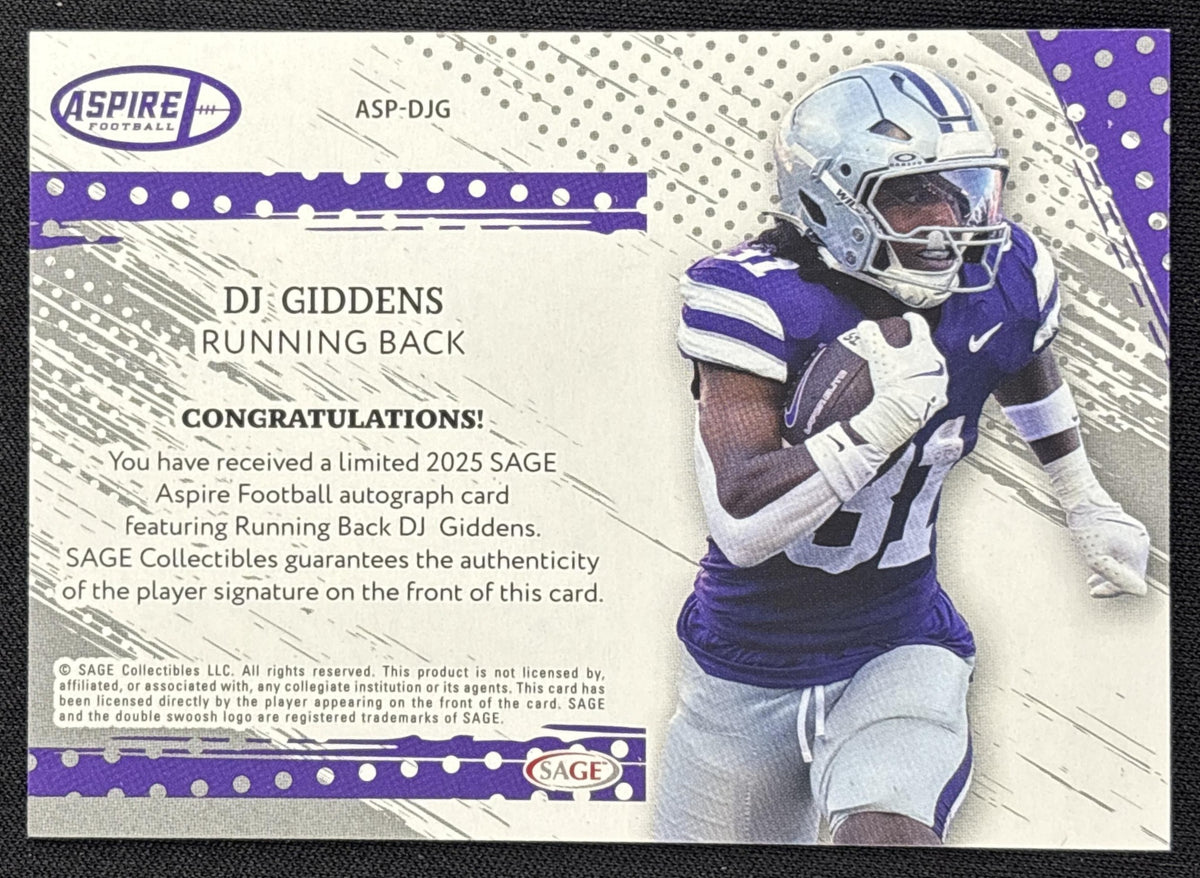 DJ Giddens 2025 SAGE Aspire Auto /25 Colts