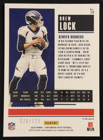 Drew Lock 2020 Panini Contenders Optic Red /125 Broncos - back