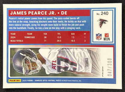 James Pearce Jr. 2025 Panini Donruss Optic Rated Rookie Wave Prizm /300 Falcons
