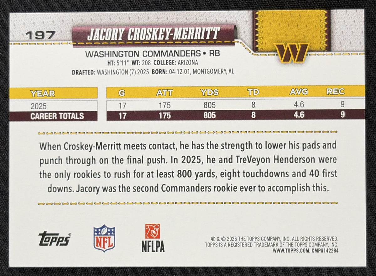 Jacory Croskey-Merritt 2026 Topps Pink Foil Commanders