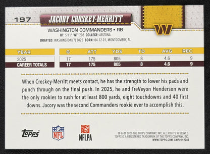 Jacory Croskey-Merritt 2026 Topps Pink Foil Commanders