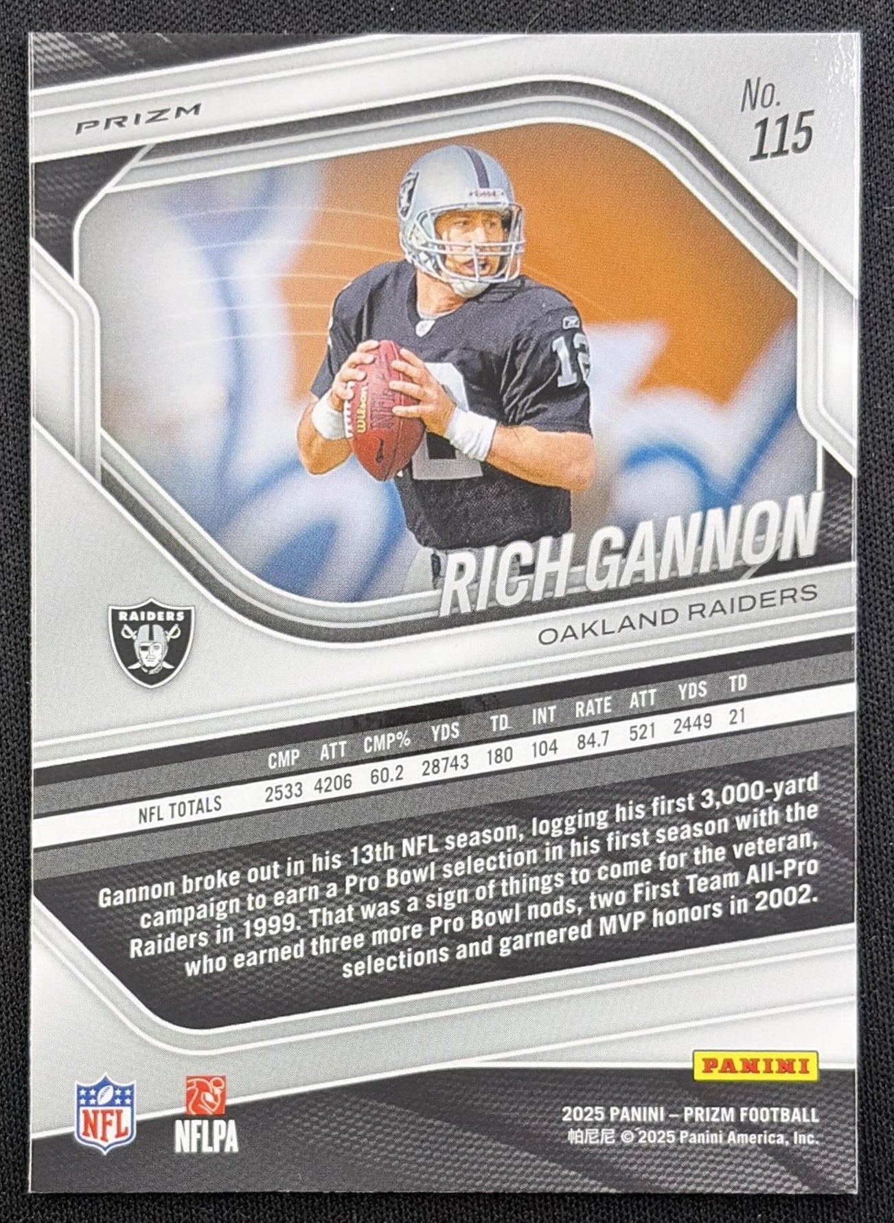 Rich Gannon 2025 Panini Prizm No Huddle Raiders