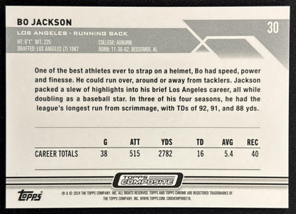 Bo Jackson 2023 Topps Composite Chrome Green Refractor /99 Raiders back