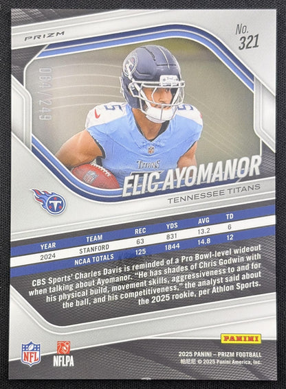 Elic Ayomanor 2025 Panini Prizm Orange /249 Titans