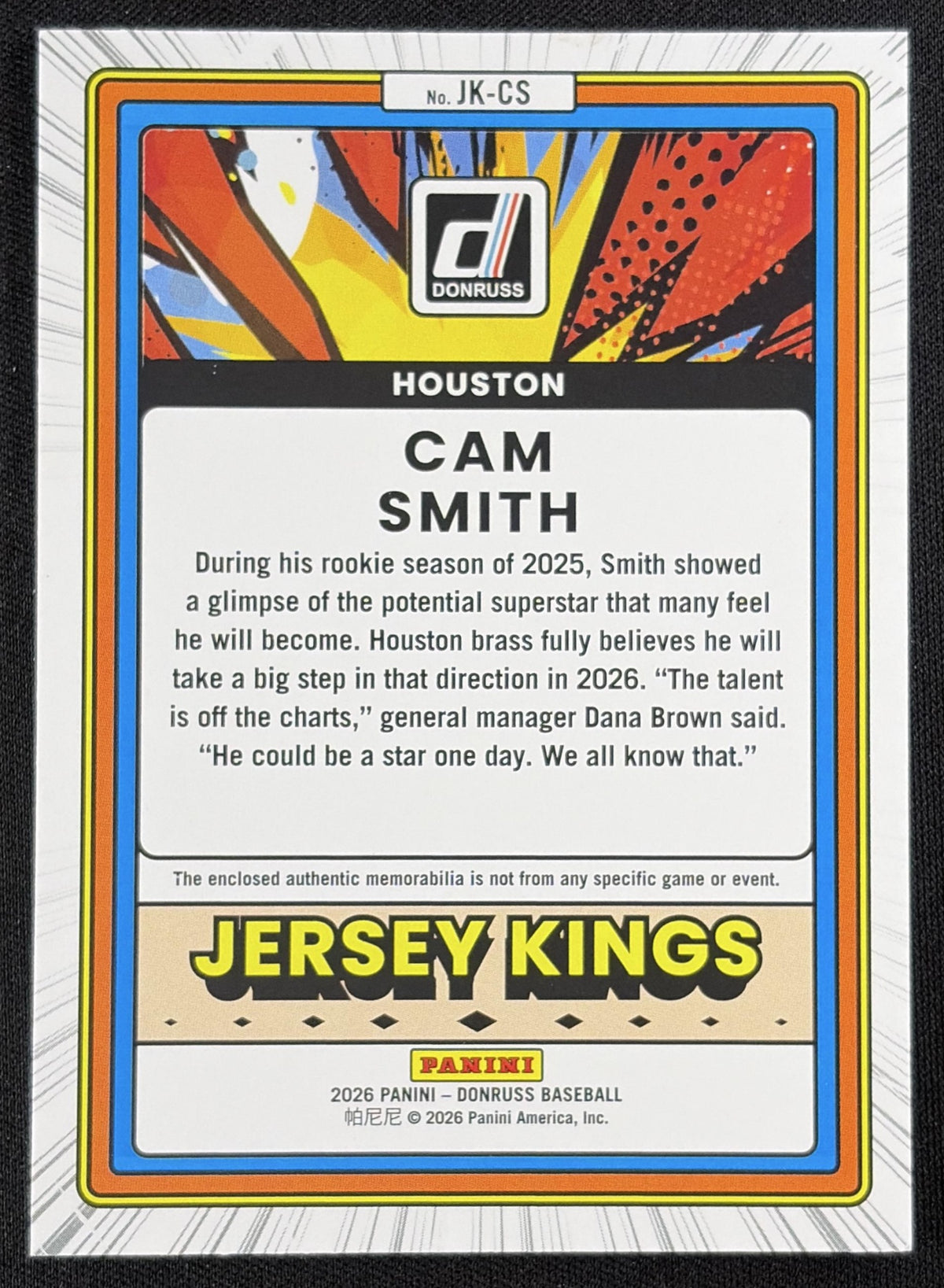 Cam Smith 2026 Panini Donruss Jersey Kings Blue Ice Astros