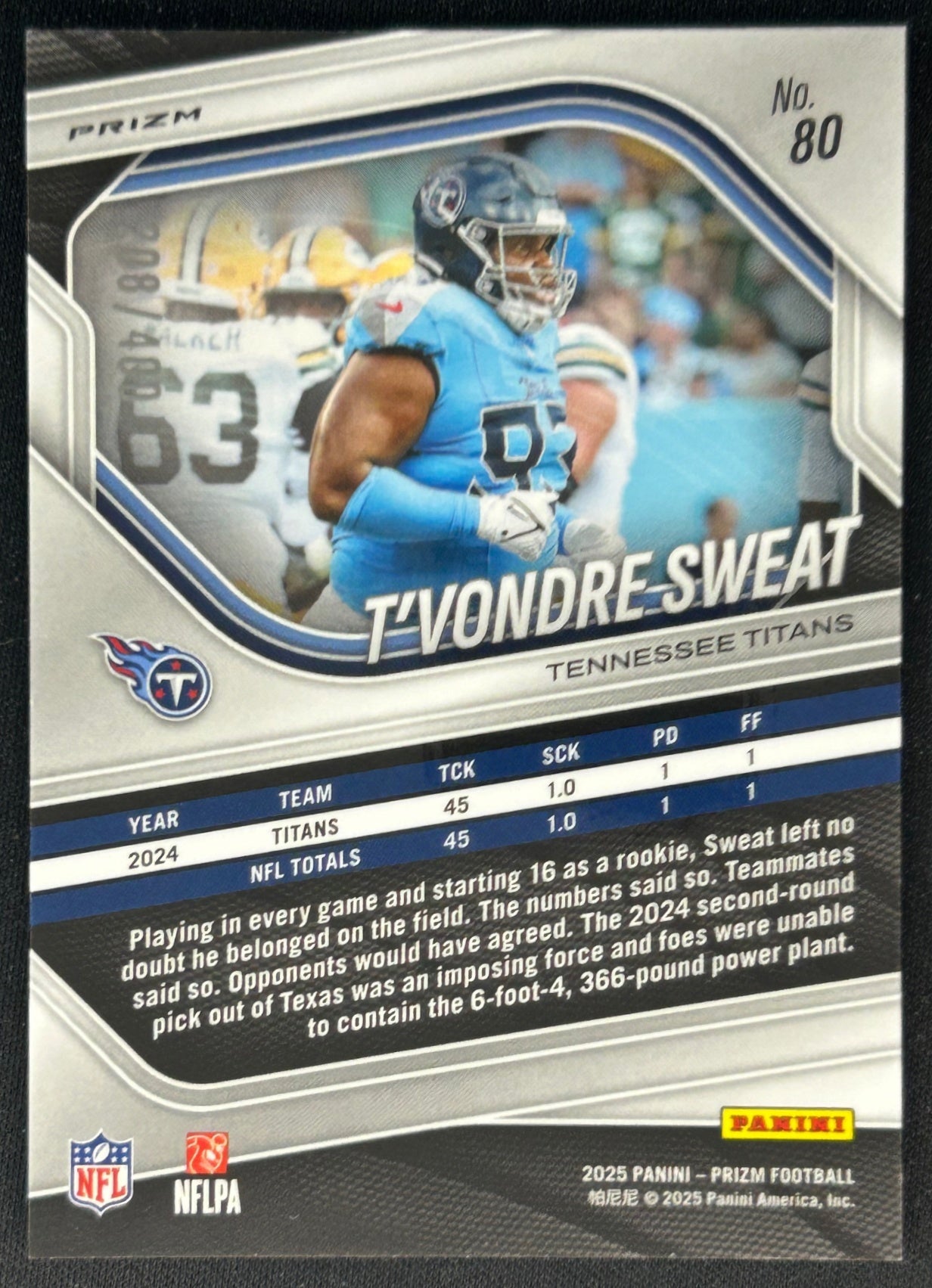 T'Vondre Sweat 2025 Prizm Pandora /400 Titans Sports Trading Cards