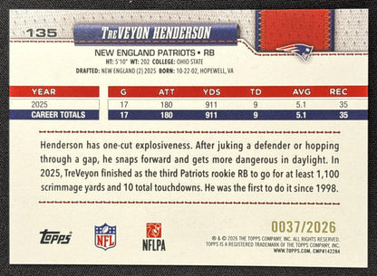 TreVeyon Henderson 2026 Topps Gold /2026 Patriots