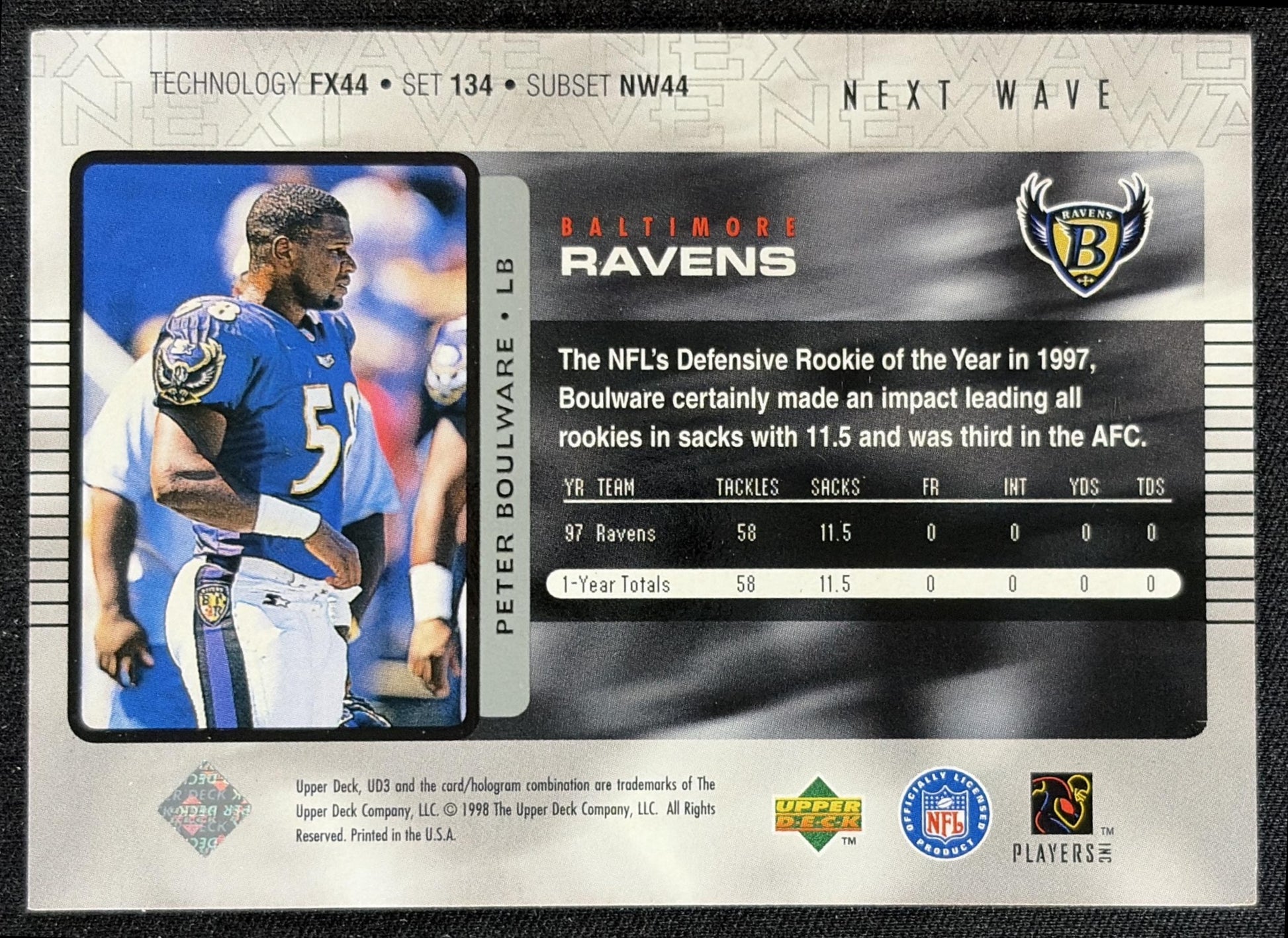 Peter Boulware 1998 Upper Deck UD3 Ravens