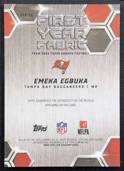 Emeka Egbuka 2025 Topps Chrome First Year Fabric Buccaneers - back