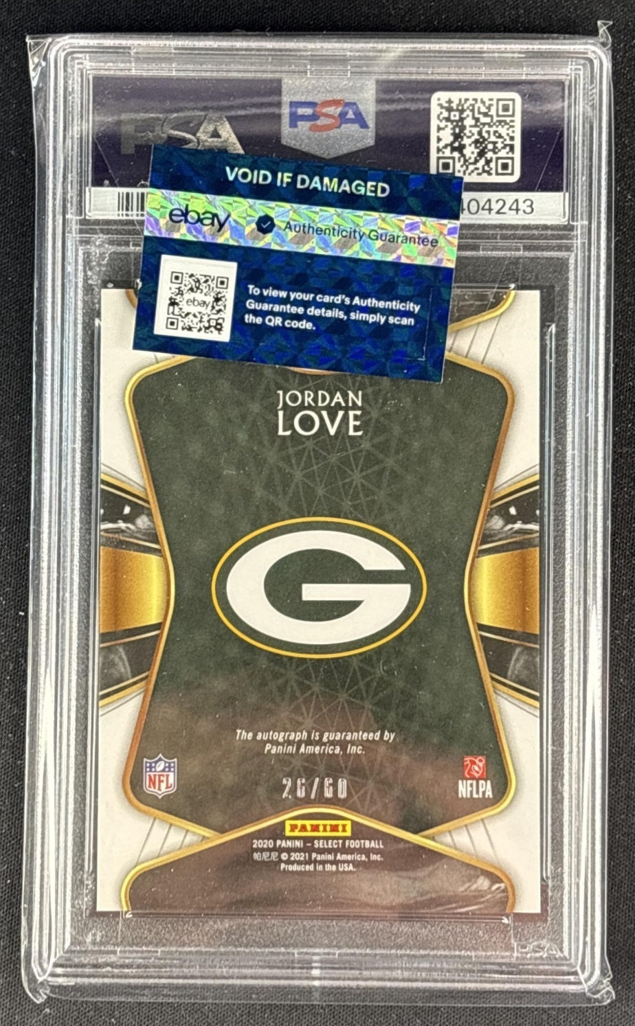Jordan Love 2020 Panini Select Rookie Signatures Blue Prizm /60 PSA 9 Auto 10 Packers Sports Trading Cards