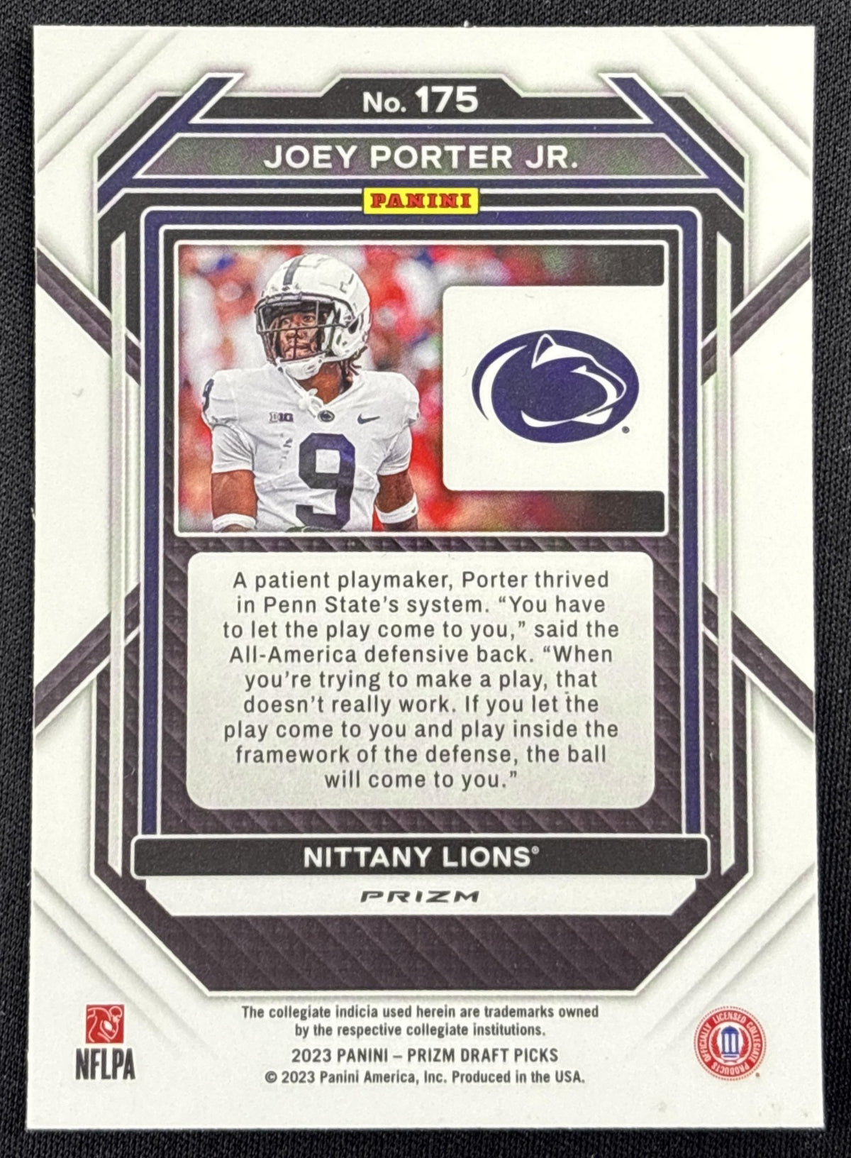 Joey Porter Jr. 2023 Panini Prizm Draft Picks Prizms Silver Steelers