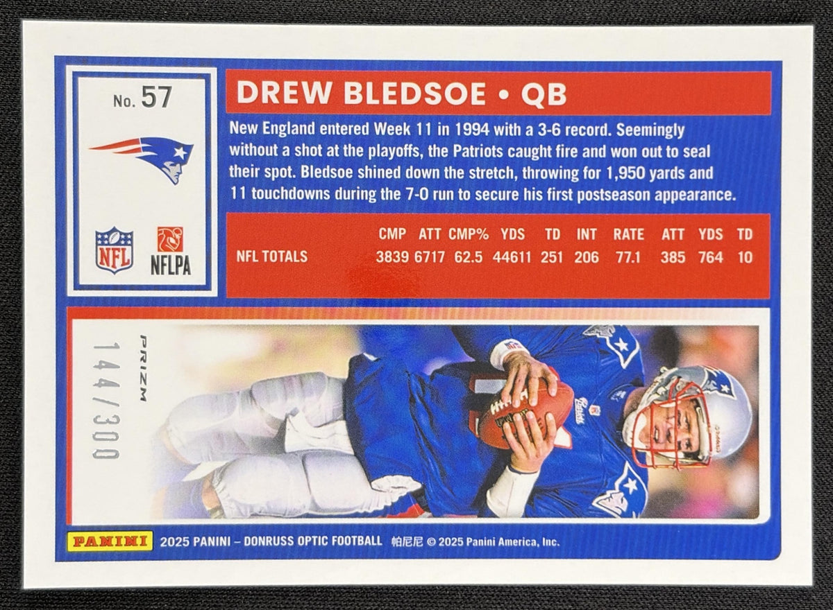 Drew Bledsoe 2025 Panini Donruss Optic Wave Prizm /300 Patriots back