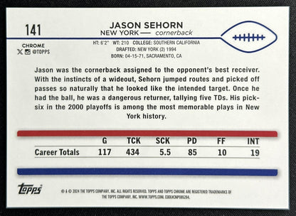 Jason Sehorn 2024 Topps Chrome Sapphire Edition Gold Refractor /50 Giants
