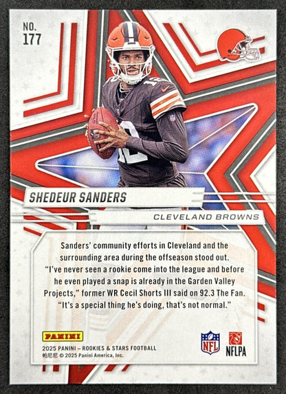 Shedeur Sanders 2025 Panini Rookies & Stars Purple /999 Browns Sports Trading Cards