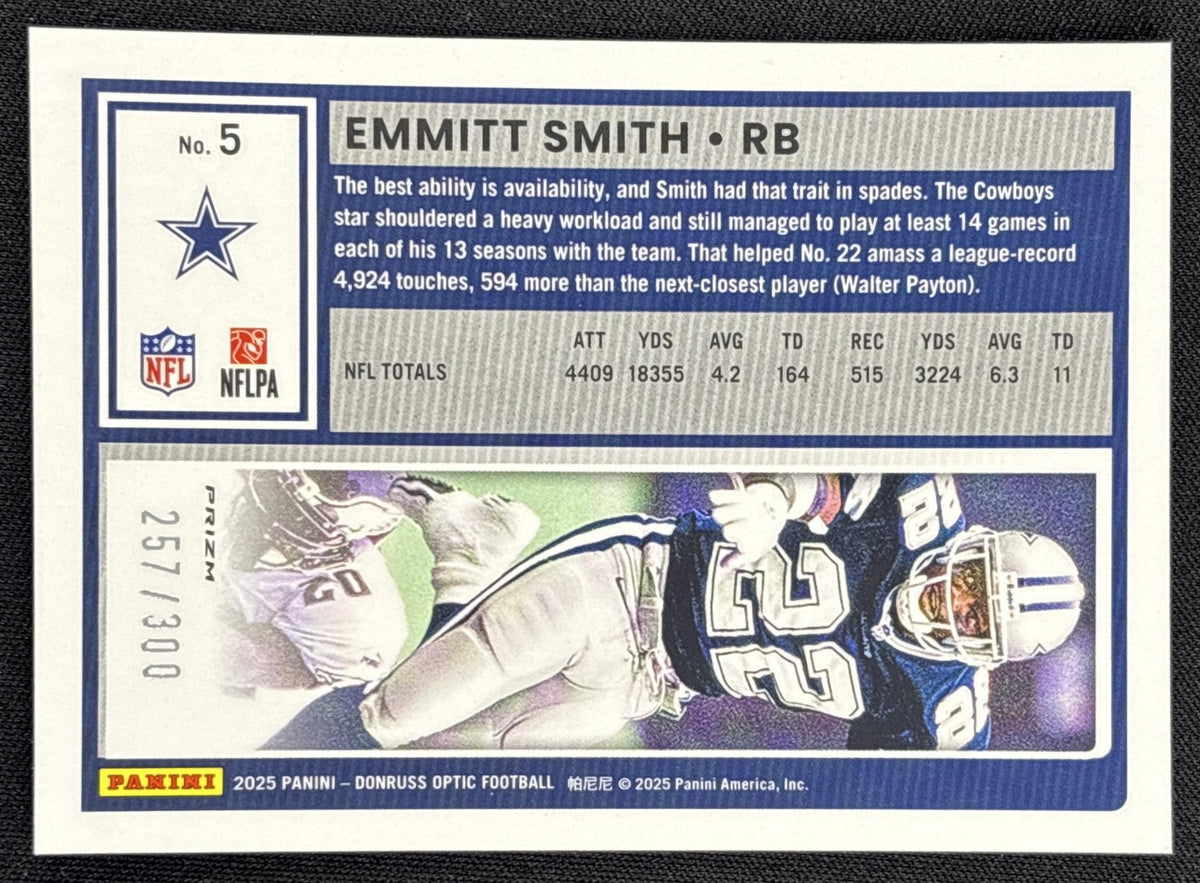 Emmitt Smith 2025 Panini Donruss Optic Wave Prizm /300 Cowboys