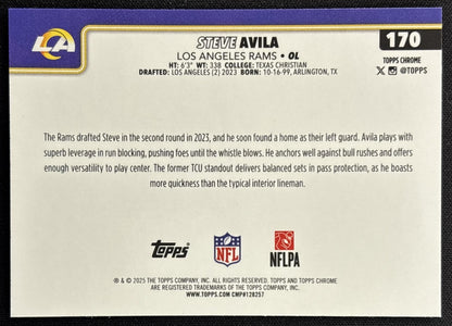 Steve Avila 2025 Topps Chrome X-Fractor Rams back