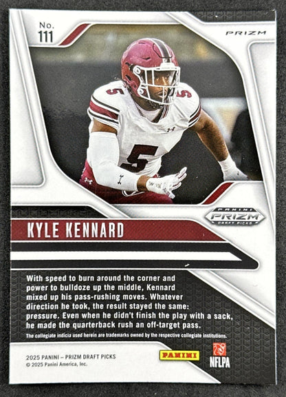 Kyle Kennard 2025 Panini Prizm Draft Picks Red Ice Gamecocks Chargers - Back