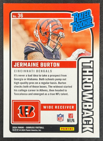 Jermaine Burton 2024 Panini Donruss Rated Rookie Throwback Bengals Football
