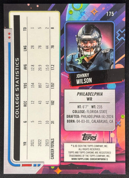 Johnny Wilson 2024 Topps Cosmic Chrome Orange Galactic Refractor /25 Eagles Sports Trading Cards