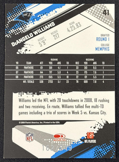 DeAngelo Williams 2009 Panini Score Gold Zone /249 Panthers