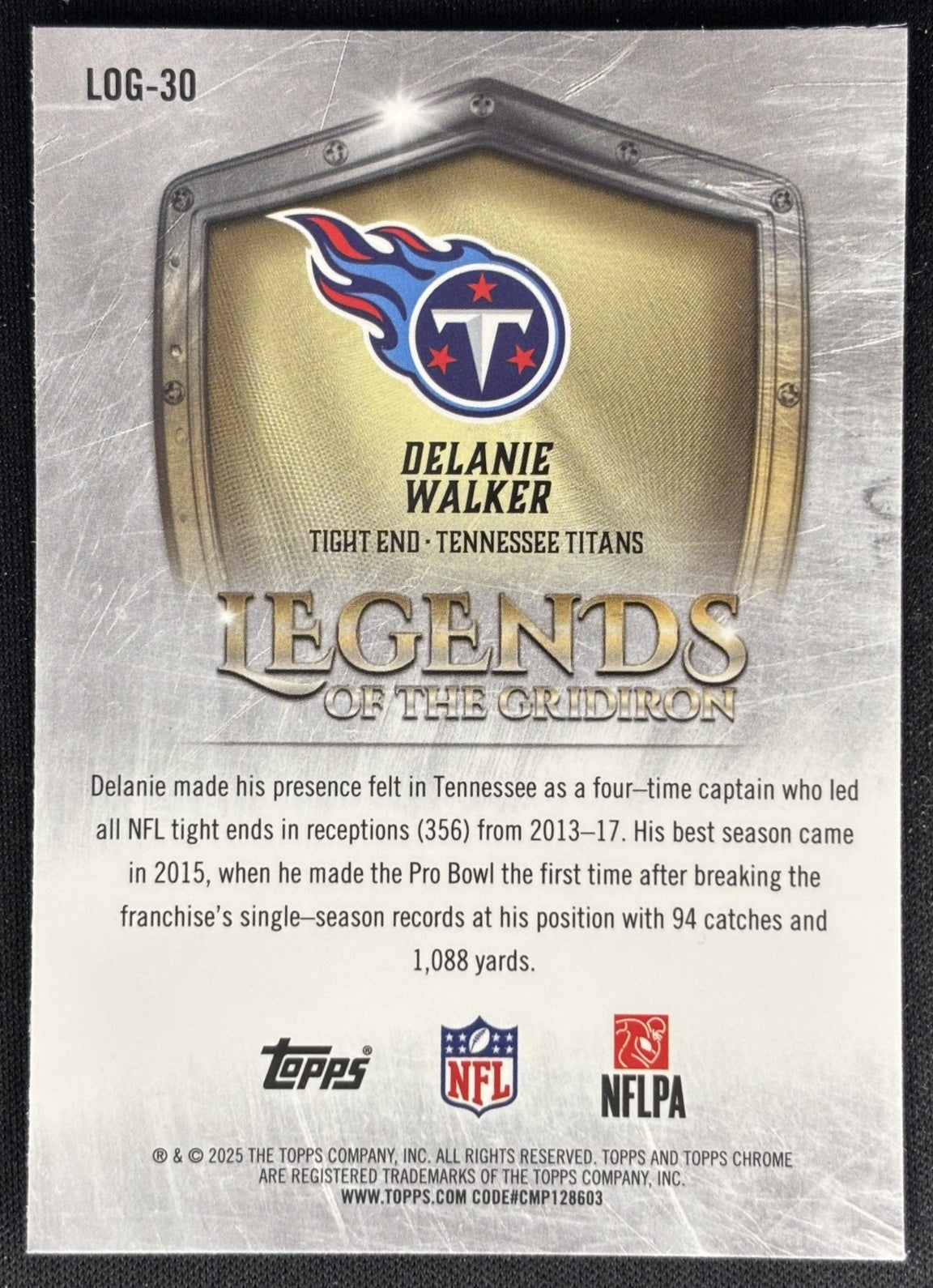 Delanie Walker 2025 Topps Chrome Legends of the Gridiron Titans Sports Trading Cards