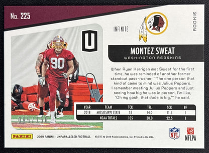 Montez Sweat 2019 Panini Unparalleled Infinite /150 Redskins Back
