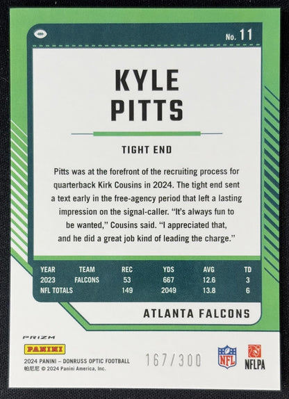 Kyle Pitts 2024 Panini Donruss Optic Wave /300 Falcons Sports Trading Cards