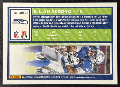 Elijah Arroyo 2025 Panini Donruss Rookies & Highlights Seahawks Sports Trading Cards