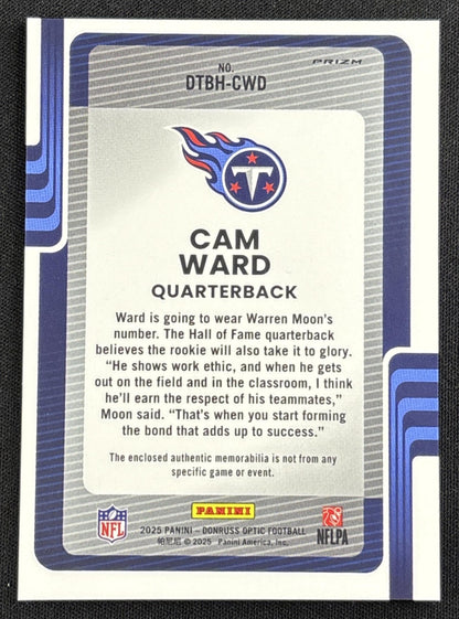 Cam Ward 2025 Panini Donruss Optic Threads Blue Hyper Prizm Titans Sports Trading Card