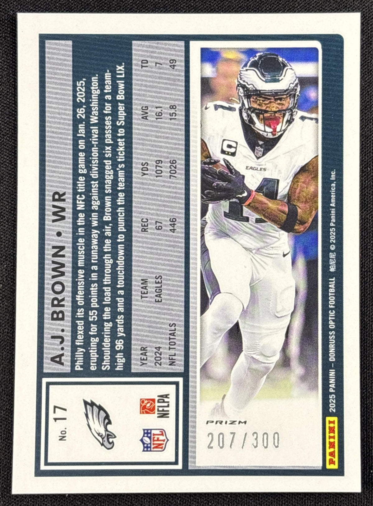 A.J. Brown 2025 Panini Donruss Optic Wave Prizm /300 Eagles