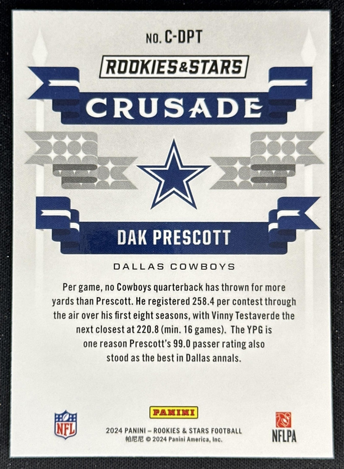 Dak Prescott 2024 Panini Rookies & Stars Crusade Red Plaid Cowboys back