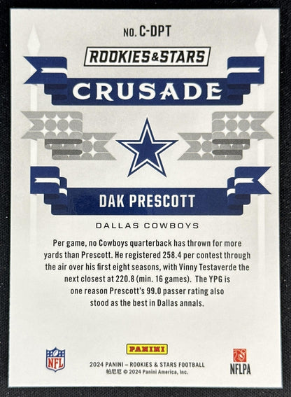 Dak Prescott 2024 Panini Rookies & Stars Crusade Red Plaid Cowboys back