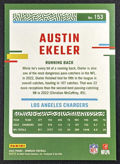 Austin Ekeler 2023 Panini Donruss Season Stat Line /500 Chargers