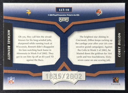 Corey Dillon Michael Bennett 2003 Prestige League Leader Tandems /2002 Bengals Vikings Sports Trading Card