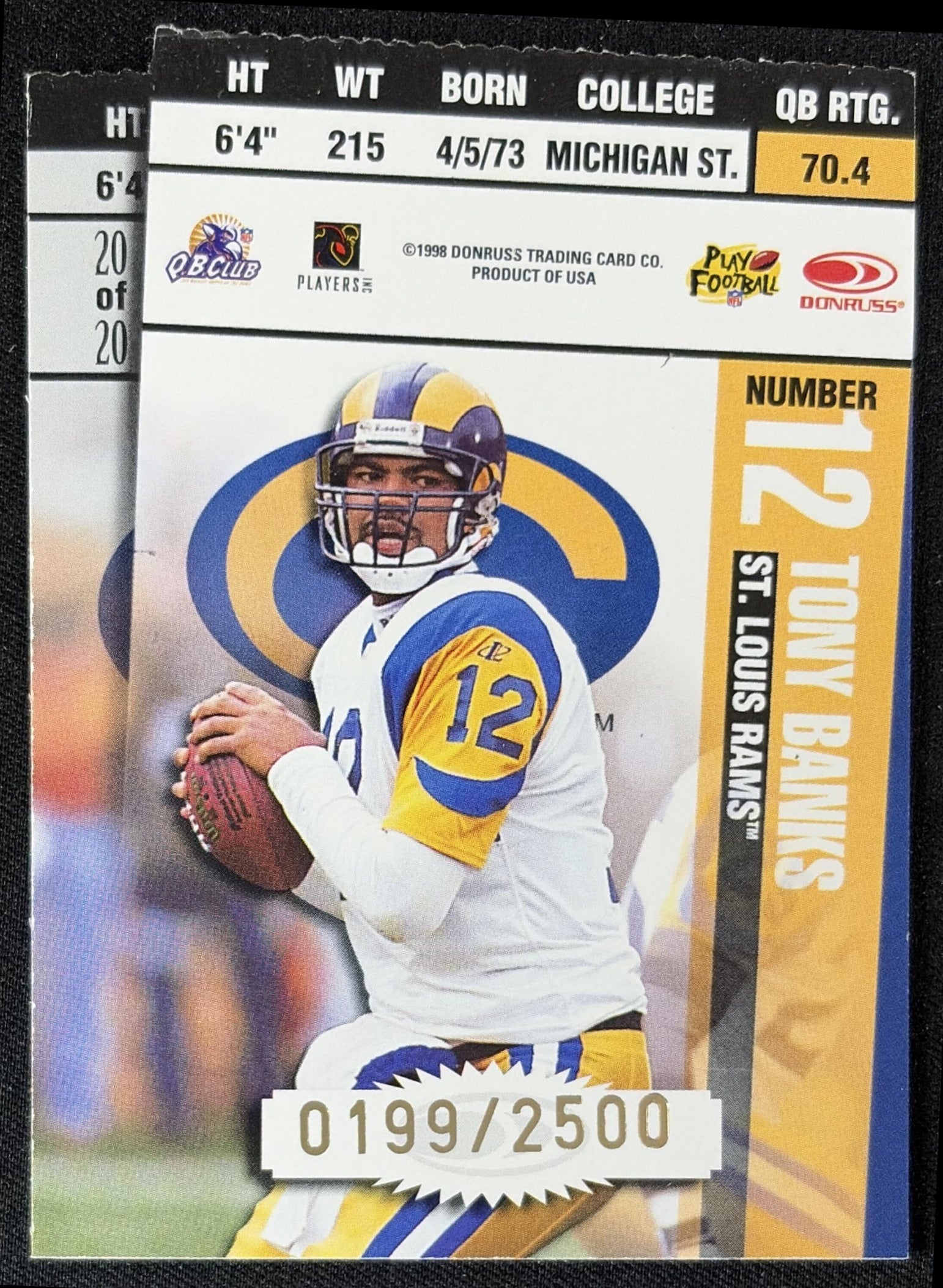 Steve McNair Eddie George, 1998 Leaf Rookies & Stars Ticket Masters /2500 back