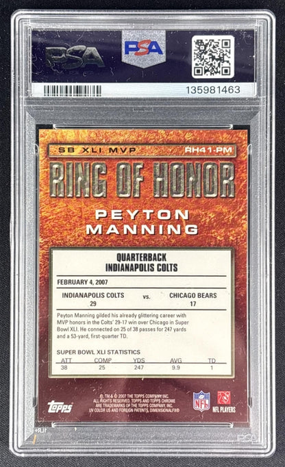 Peyton Manning 2007 Topps Ring of Honor: PSA 9 Colts Sports Trading Cards